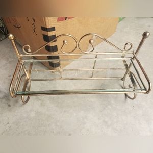 Antique Brass Shelf with Glass